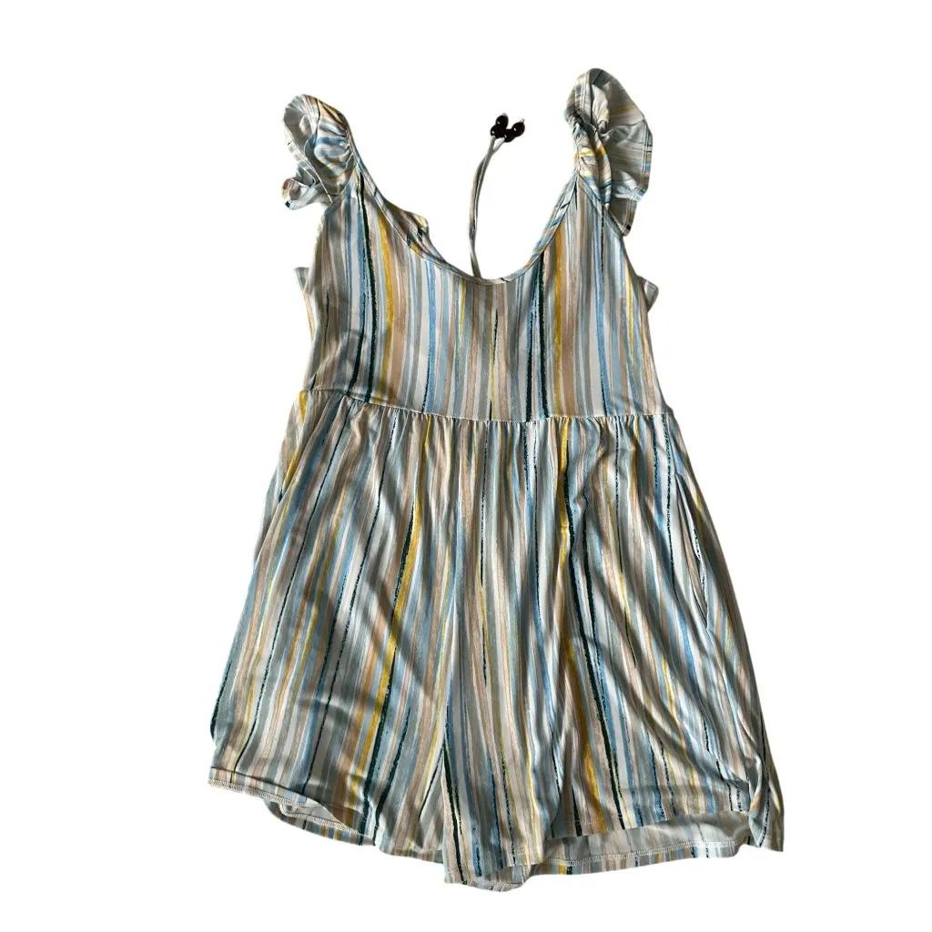 BCBGENERATION Striped Keyhole Ruffle Romper Size M - Image 7