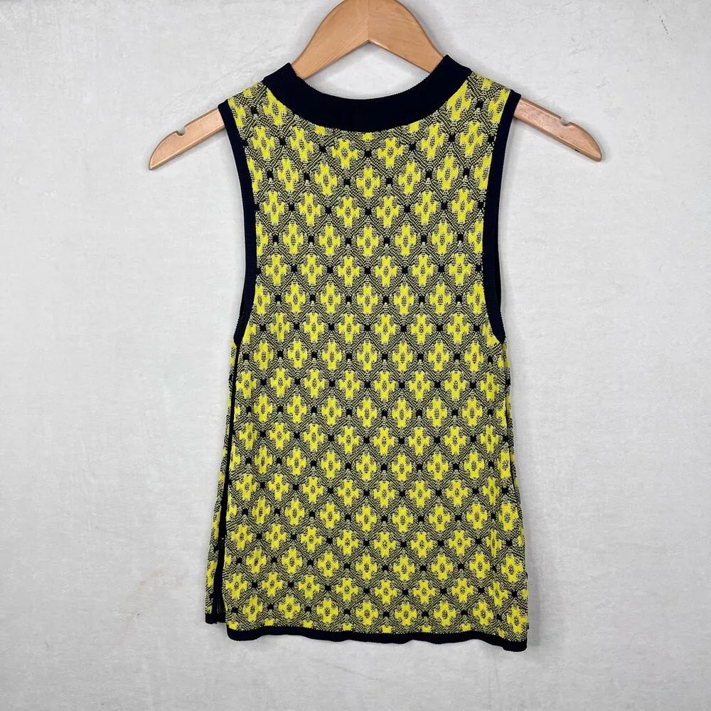 Scotch & Soda Maison Scotch Yellow &Blue Geometric Print Wide Sleeve Tank Top XS - Image 4