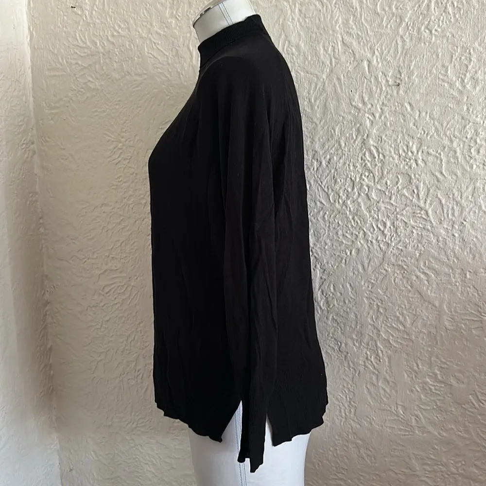 Zara Black Lightweight Knit Mock Turtleneck Sweater Medium - Image 2