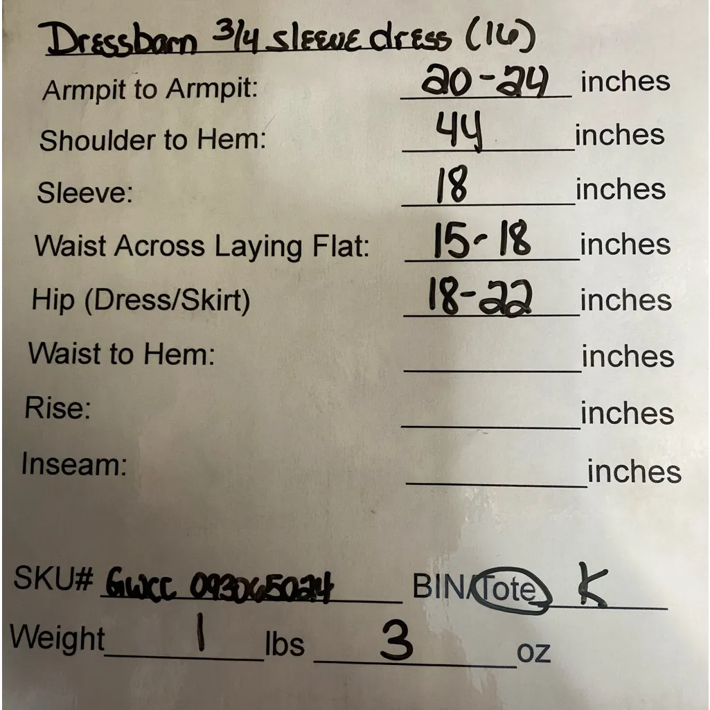 Dressbarn navy 3/4 sleeve rouched dress,‎ size 16 - Image 11