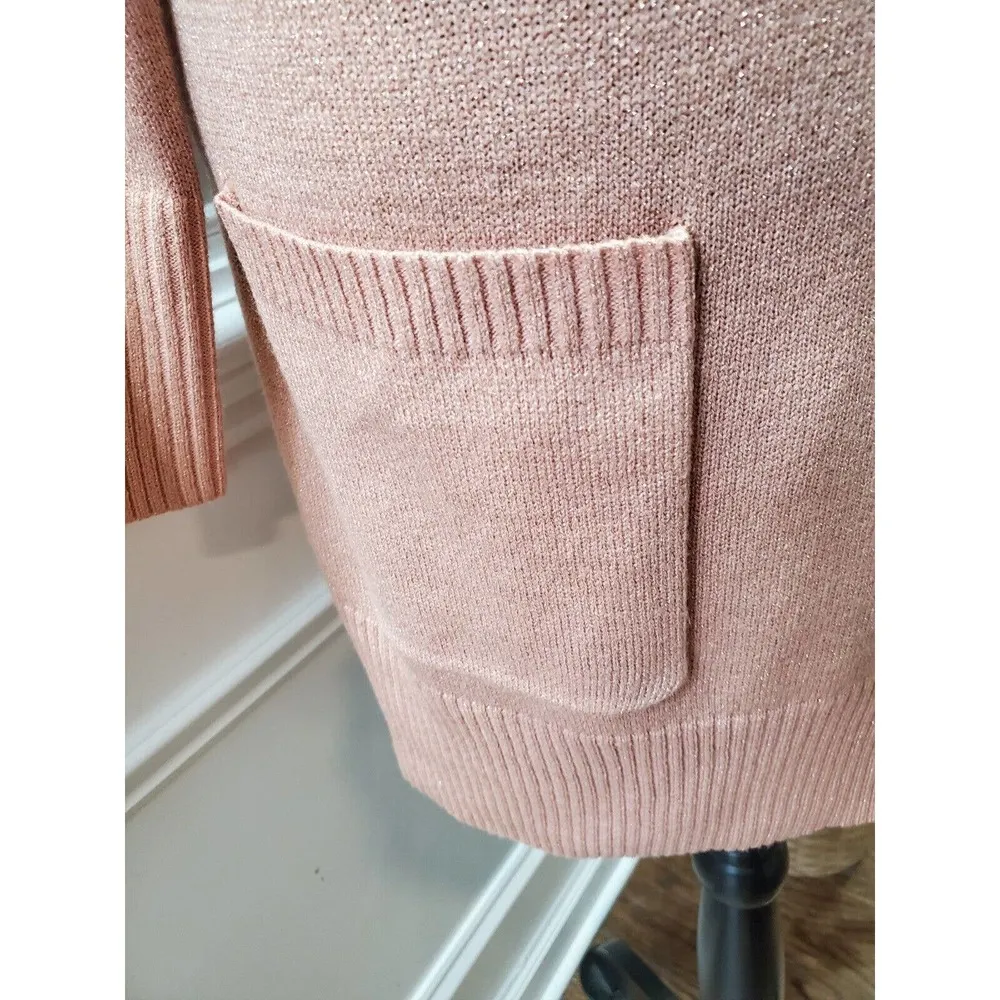 Soho Women's Pink Solid Acrylic Cowl Neck Long Sleeve Knee Length Dress Size L - Image 5