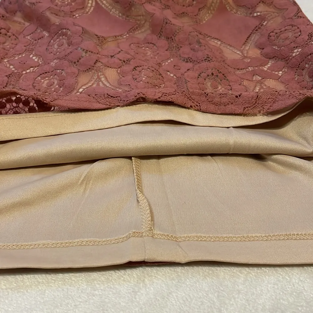 Altar’d State- NWT Allegra Rosewood Mock Neck Lace Dress Back Zipper- Size Small - Image 9