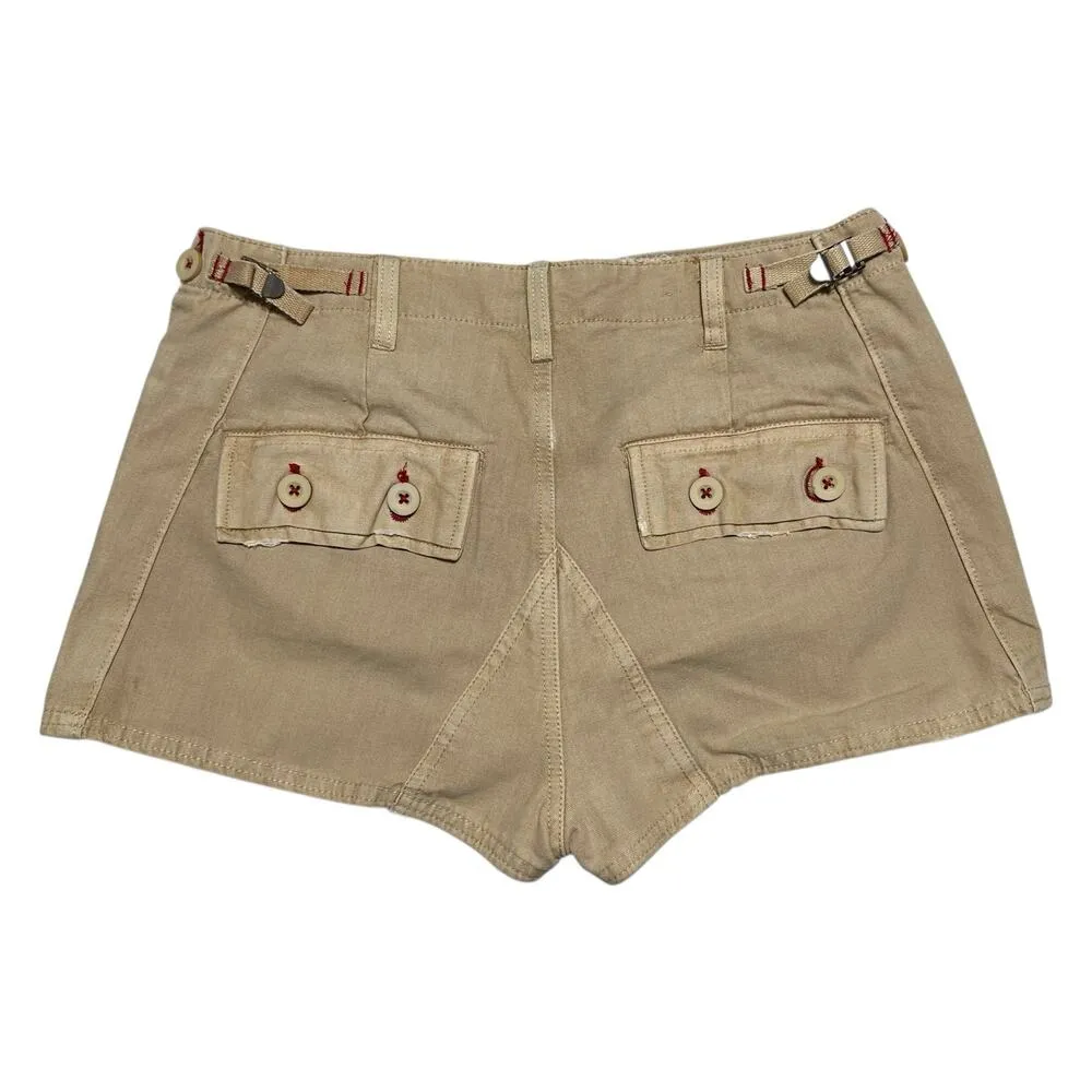 FREE PEOPLE Sz 10 All Yours Micro Mini Shorts Khaki Neutral Brown Utility Cargo - Image 2