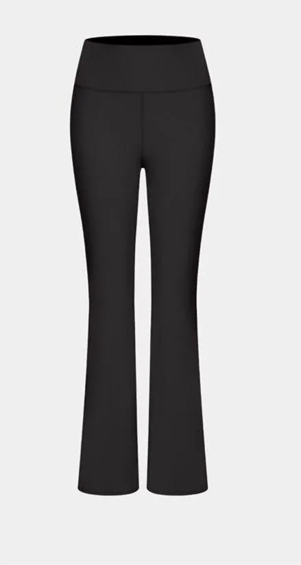 Halara High Waisted Back Pocket Plain Slight Flare Legging in Black - Image 5