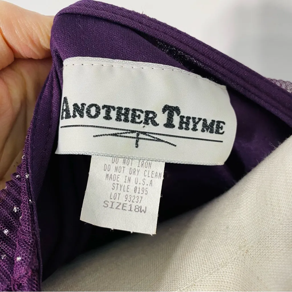 VINTAGE 90s ANOTHER THYME Sparkly Purple Top Size 18W - Image 6