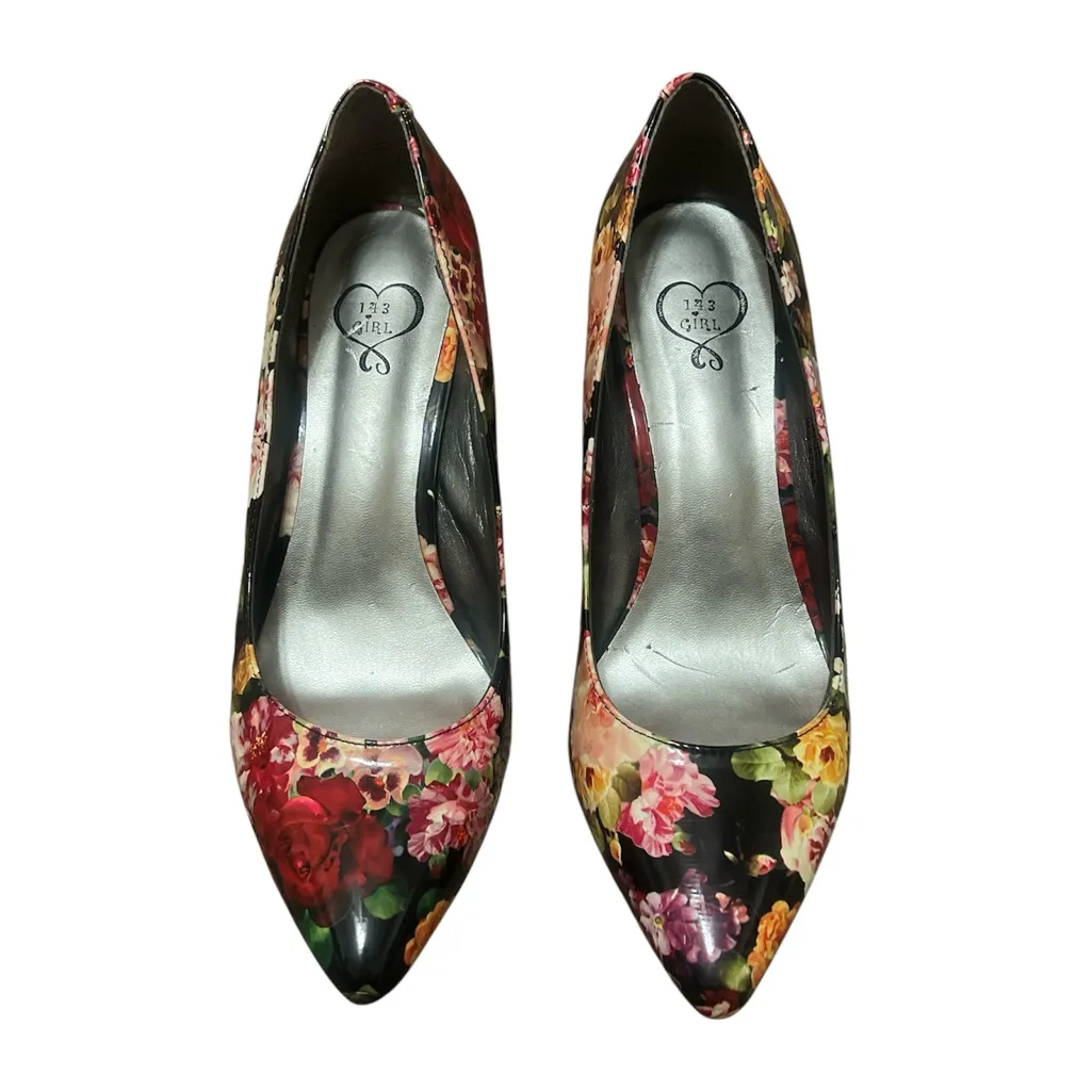 143 Girl Vibrant Floral Heels Red Size 8 - Image 6