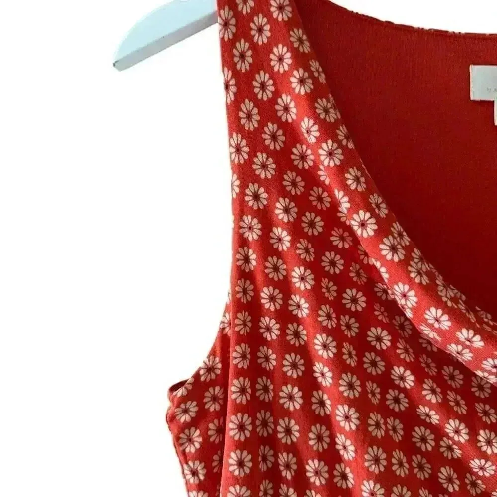 Anthropologie Maeve Brianne Daisy Lined Orange Floral Sleeveless Dress S #2123 - Image 5