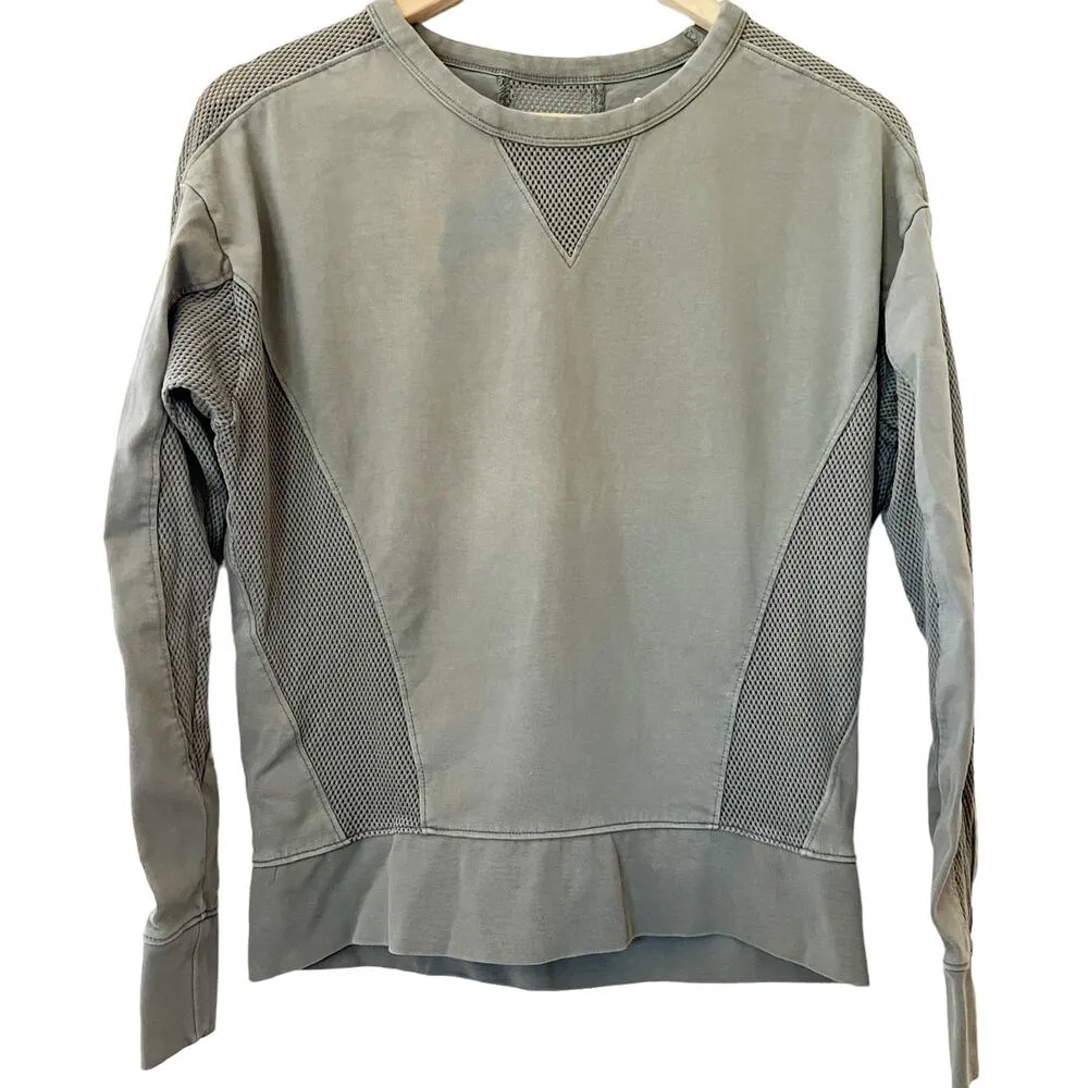 Athleta Olive Green Cruise Mesh Pullover Sweatshirt Size S - Image 2