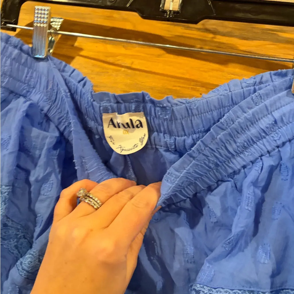 Arula Ruffled Lace Blue Shorts size 0X - Image 4