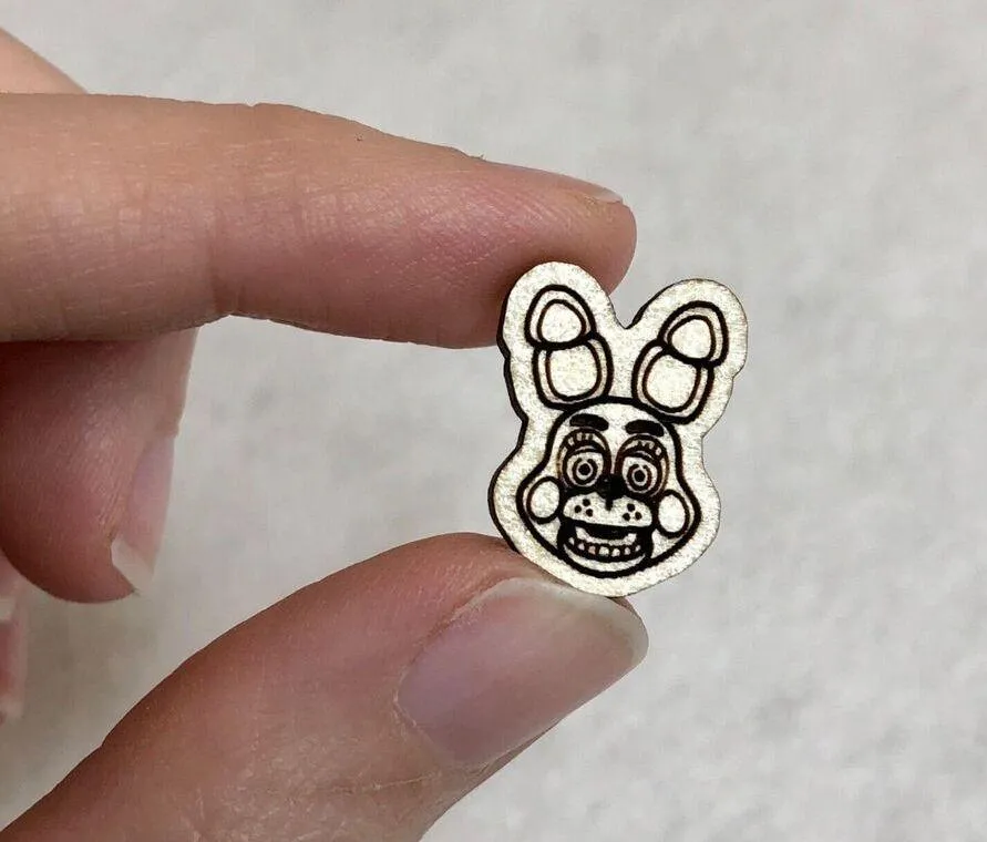 Five Nights at Freddy's Bonnie Wood Stud Earrings Brown - Image 2