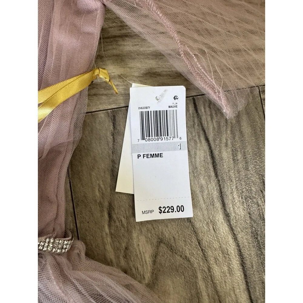 Say Yes to the Prom Juniors' Pleated Mesh Tiered Gown Dress Size 1 French Mauve - Image 8