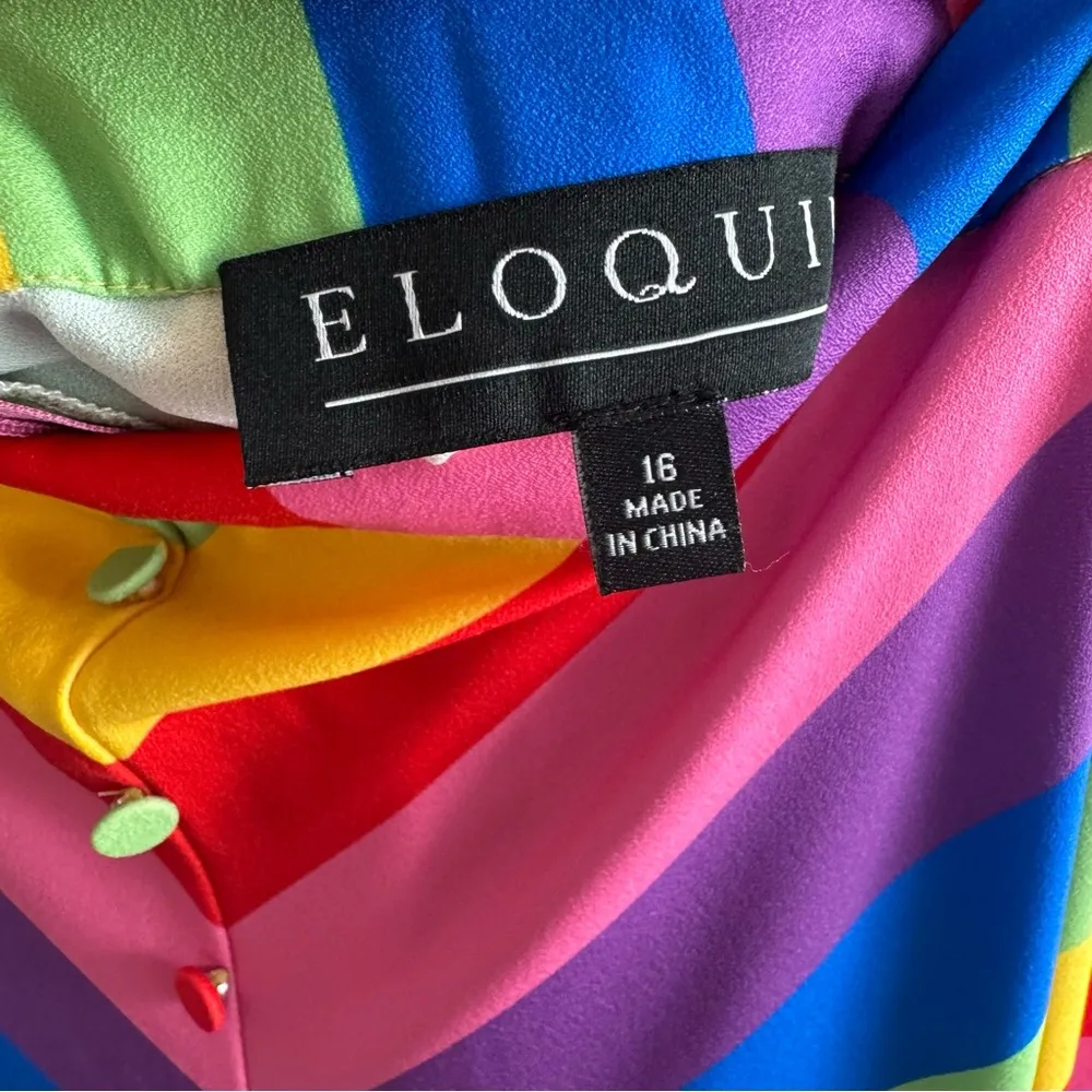 Eloquii Rainbow Striped Button Front Midi Skirt Curvy Plus Size 16 - Image 4