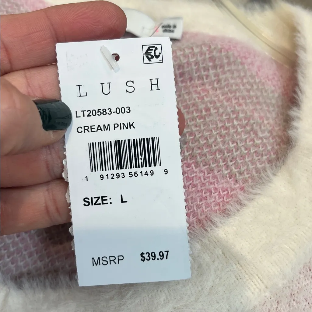 Lush Pink and Cream Floral Cardigan size large. NWT! - Image 7