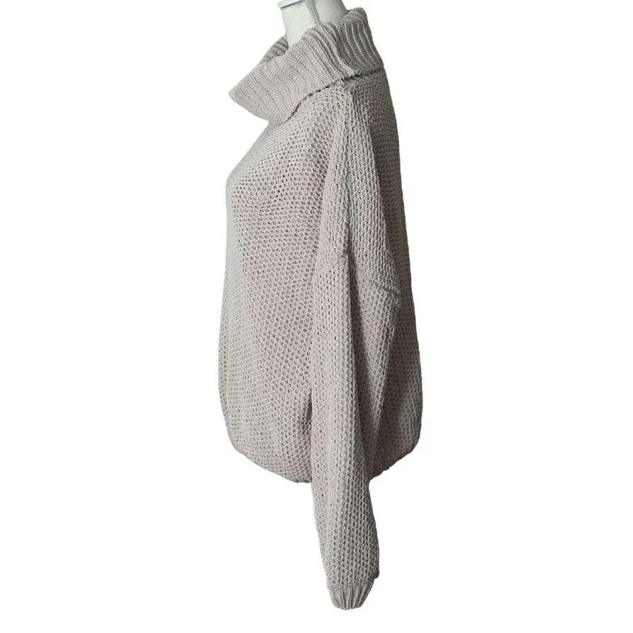 In Loom Boutique Cream/Gray Cowl Mock Neck Long Sleeve Sweater NWT - Image 3