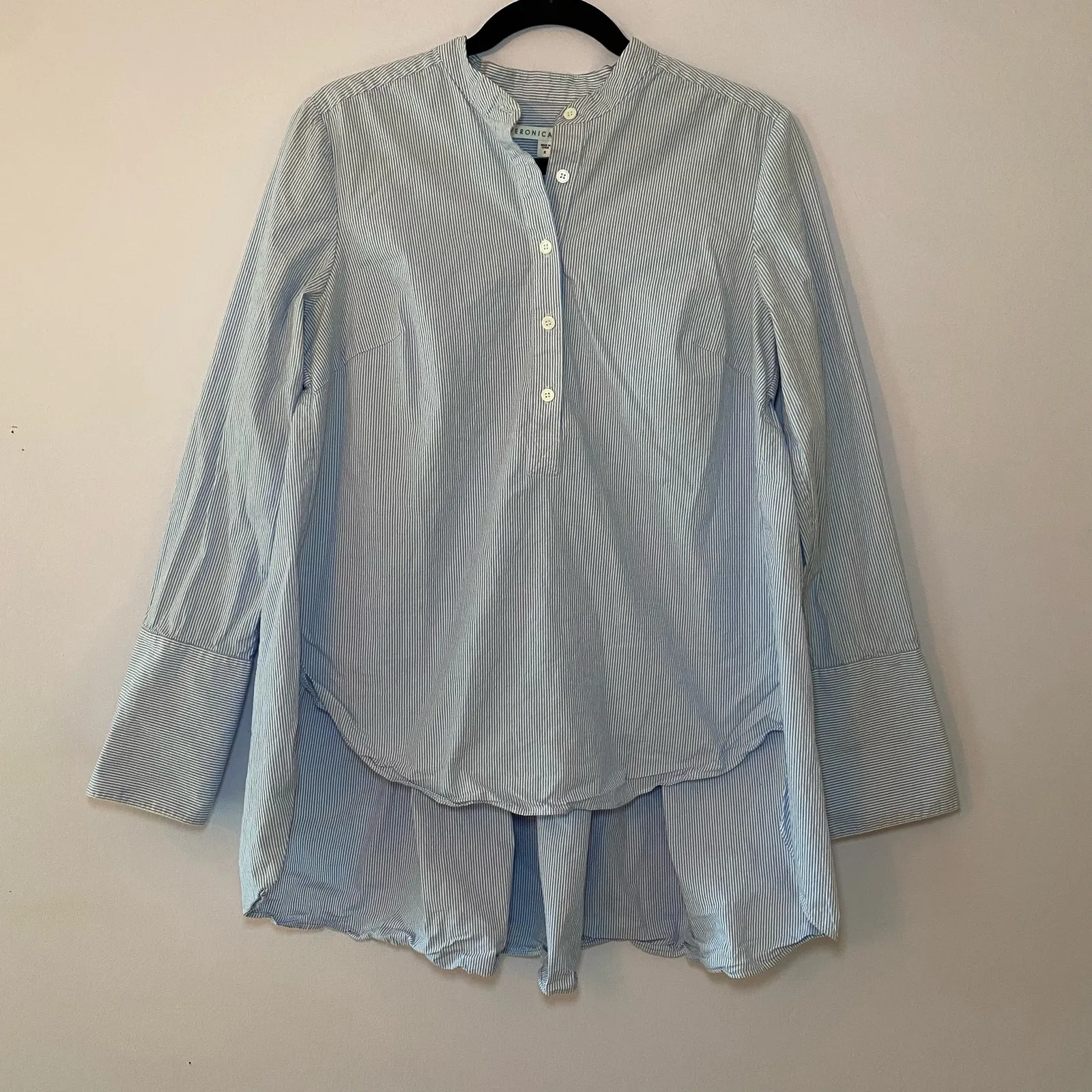 Veronica Beard Blue White Stripe Greer Long Sleeve Flowy Blouse Women's size 8 - Image 1
