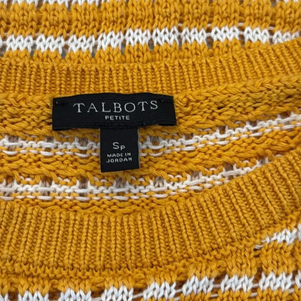 Talbots Yellow White Striped cotton tinsel blend Size S - Image 5