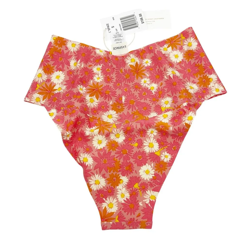L*Space Fused Ry High Waist Bikini Bottoms Daisy Printed When in Bloom Small NWT - Image 6