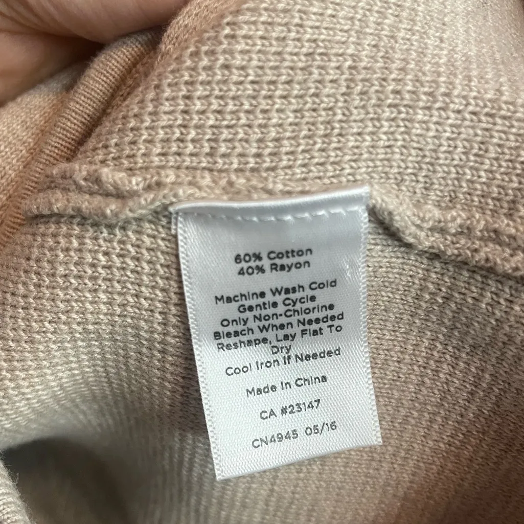 Talbots Beige Gray Stripe Sweater Blazer Jacket Zipper‎ Pockets size large - Image 5