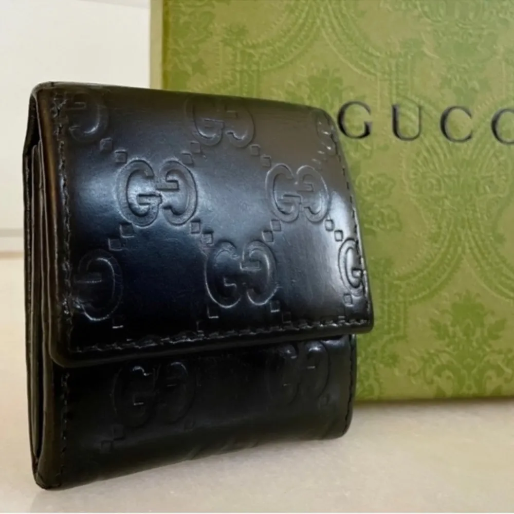 Authentic Gucci GG Guccissima Black Leather Coin Wallet - Image 2
