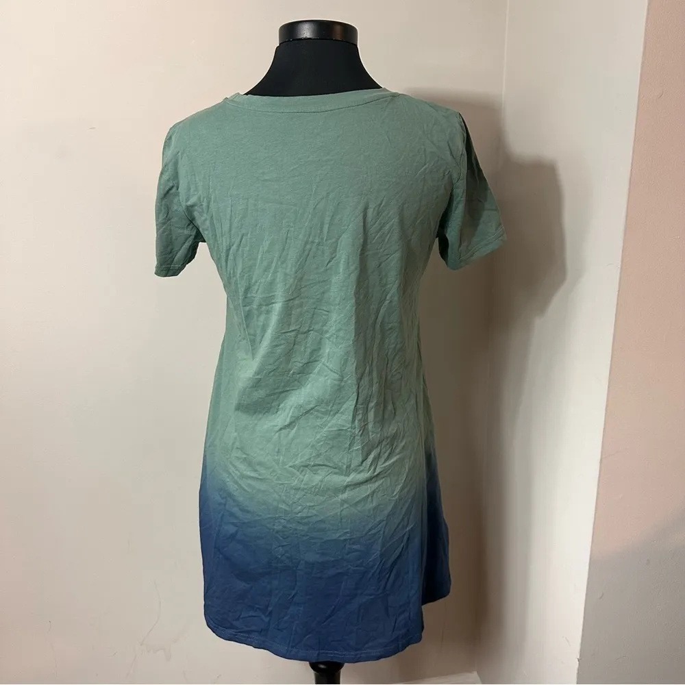 Seafoam Green & Blue Dress Ombré T Shirt Dress in Size Small - Image 4
