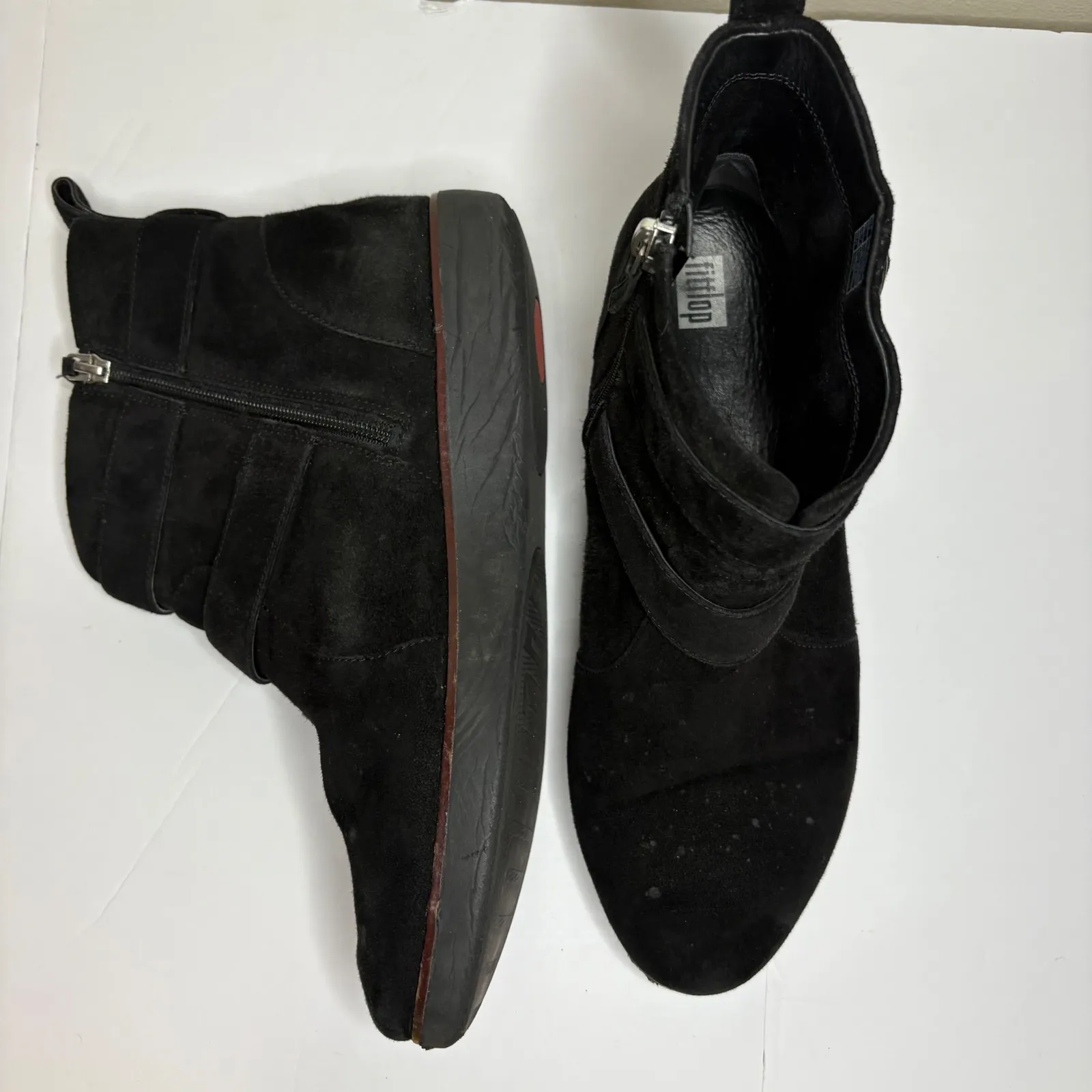 Fitflop Oona Black Suede Buckle Ankle‎ Boots Women US 11 EUR 43 - Image 4