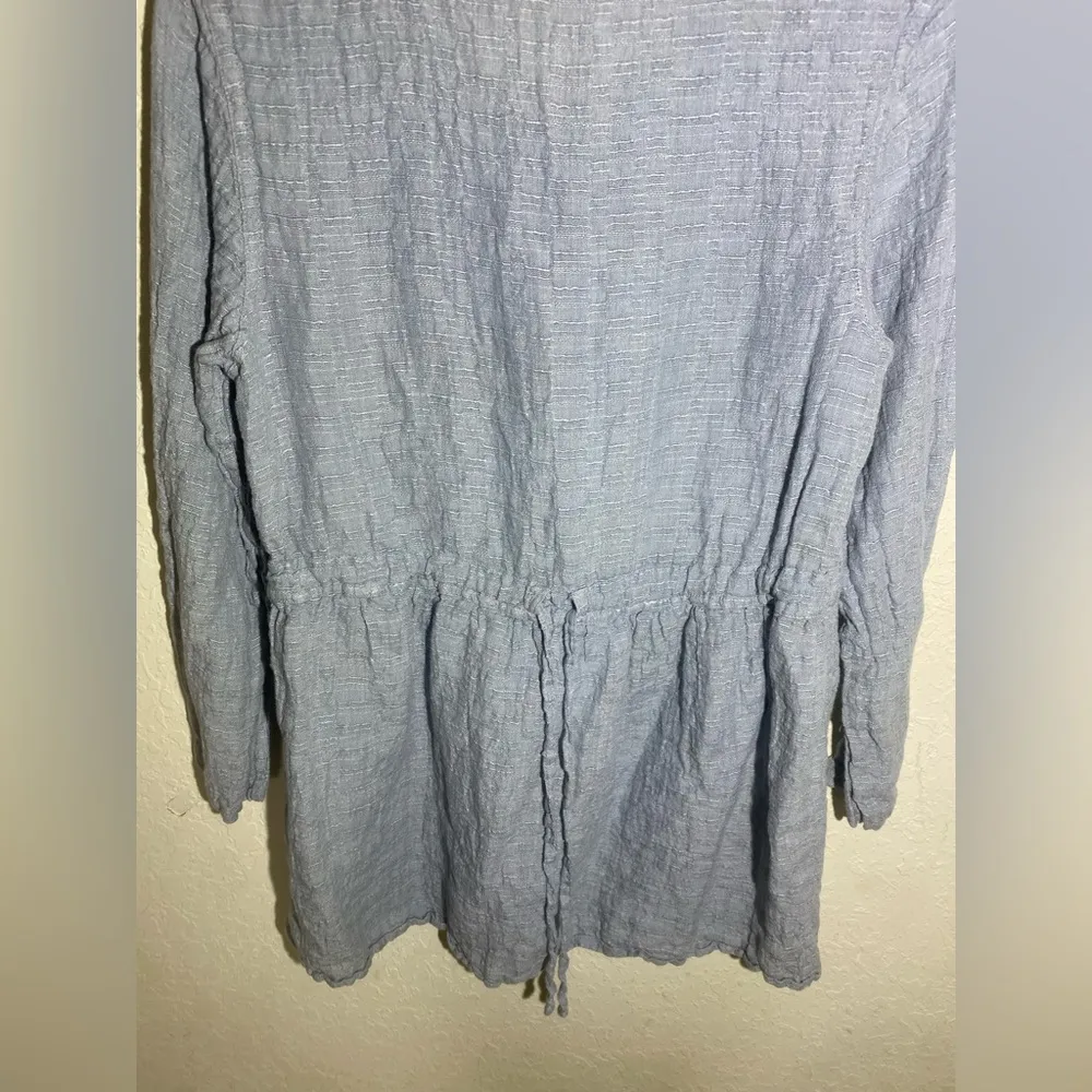 FLAX 100% Linen Blue Long Sleeve Top‎ ( S ) - Image 4