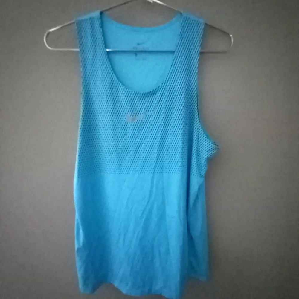 Nike Dri-Fit M Loose Fit Athletic Long Tank Top Turquoise n Gray - Image 2