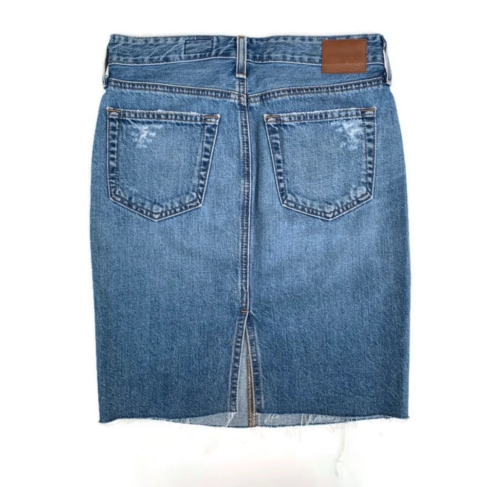 AG Adriano Goldshmied The Erin Frayed Distressed Denim High Rise Skirt Size 24 - Image 2