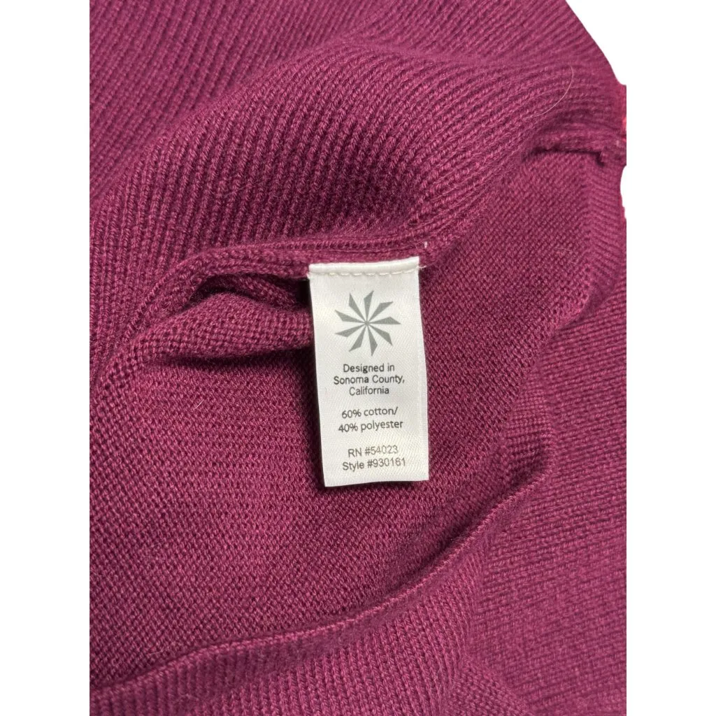 Athleta Size XXS Womens Embroidered Quarter-Zip Pullover Cotton/Polyester Burgun - Image 8