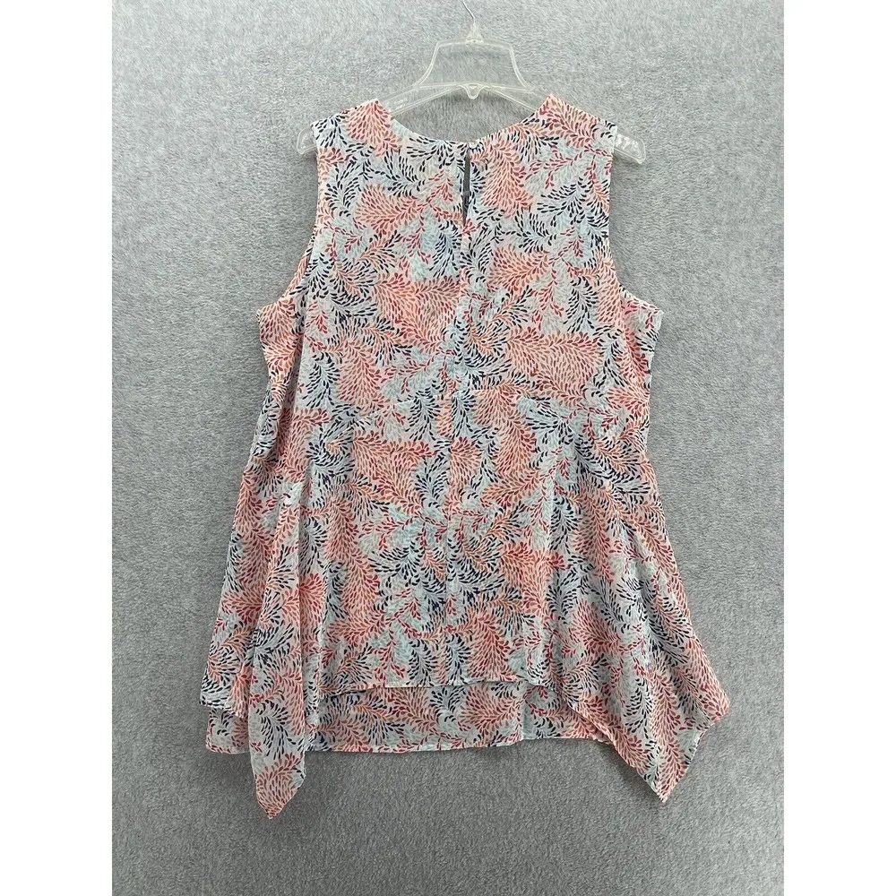 Fever Women's Blouse Sleeveless Size Large Trapeze Foliage Sheer - Image 2