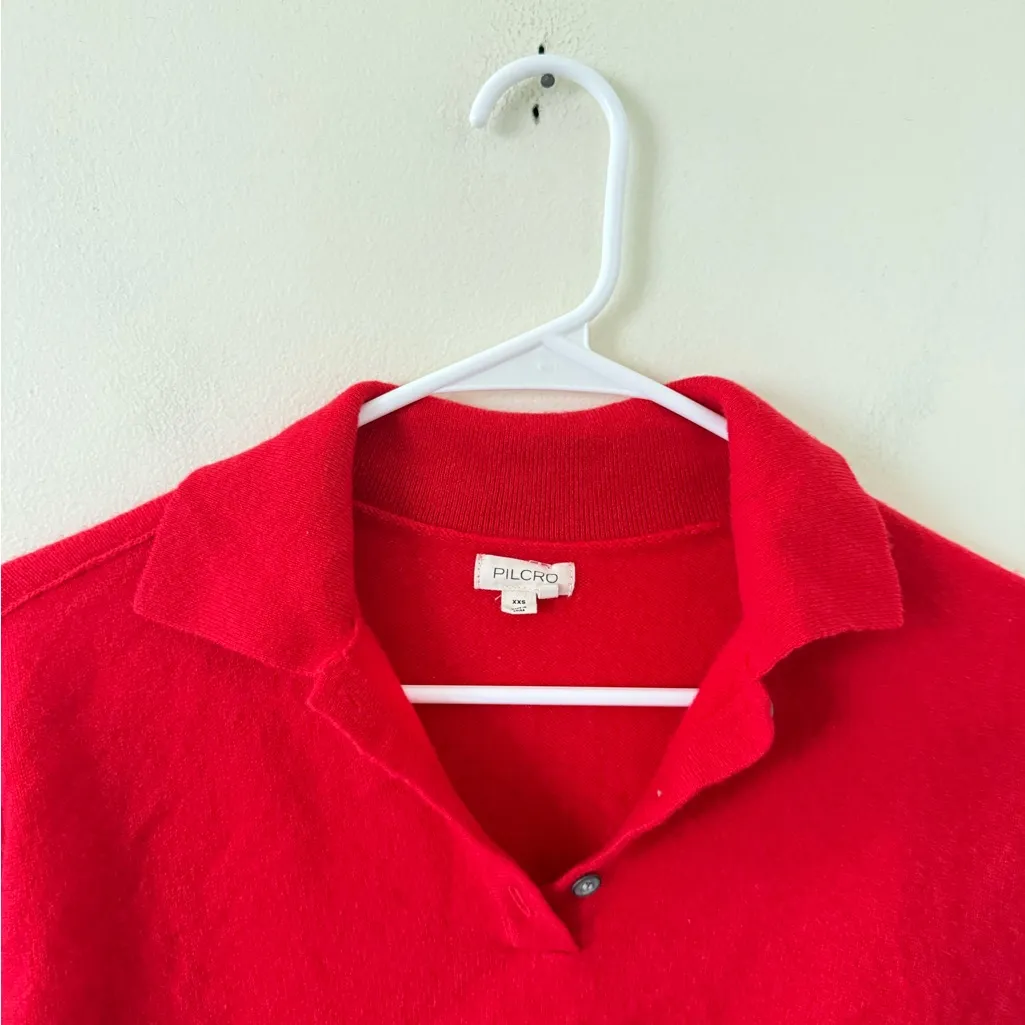 Anthropologie Pilcro The Jensen Cashmere Crop Polo in Crimson Red - Image 7