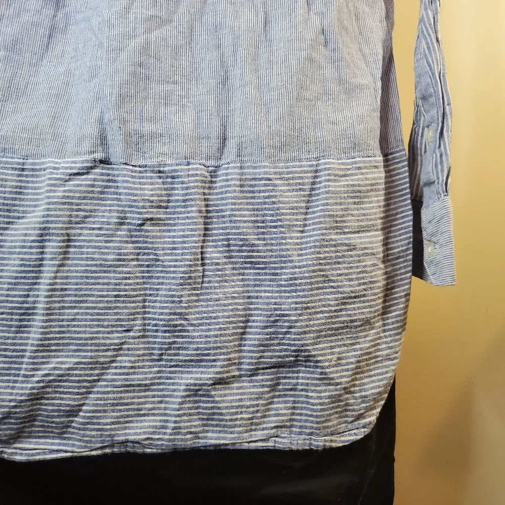 Levi's Shirt Half Button Down Blue Striped Long Sleeve Medium - Image 12