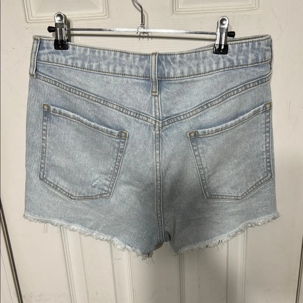 ON OG Straight High Rise Blue Jean Shorts Distressed Secret Smooth Pockets Sz 10 - Image 2