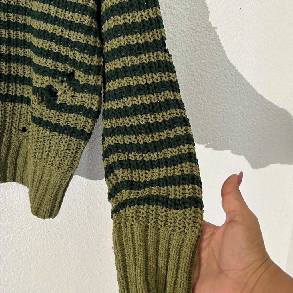 Wonderly Green Striped Crew Neck Sweater - Image 5
