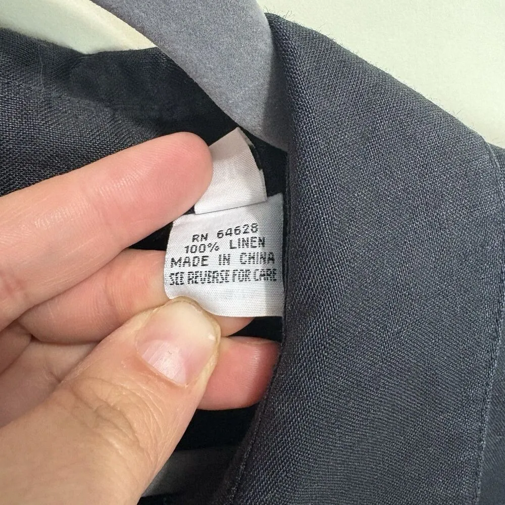 Toto N Ko Women’s Black Linen Western Style Button Front Shirt Lace Inset Sz 10 - Image 4