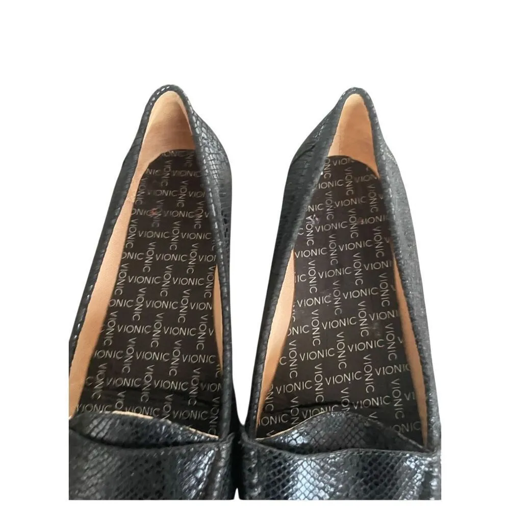 Vionic Chill Larrun Loafers Black Leather Snake Print Pull On US 7 - Image 2