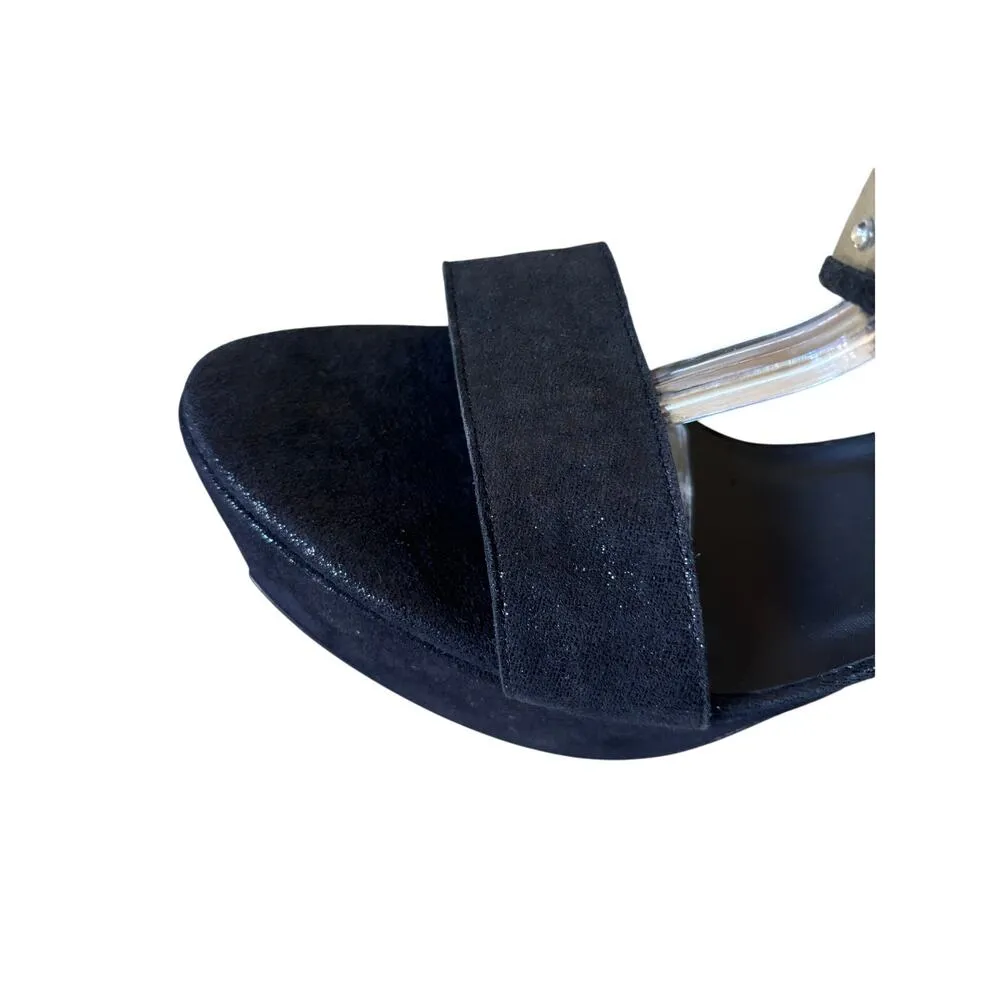 Donald Pliner Black Metallic Leather Platform Shoe Swarovski Crystals NWT $395 Size 7 - Image 7