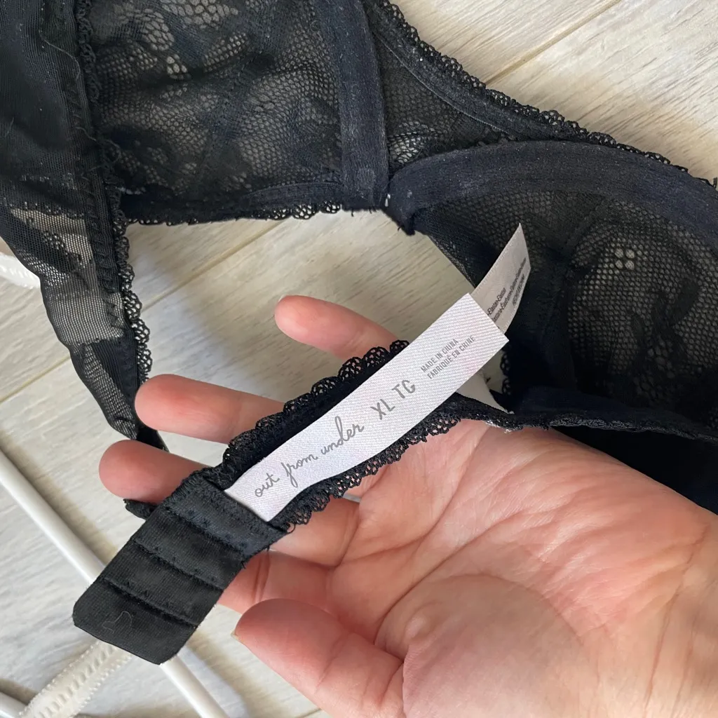 Urban Outfitters Bra karlie lace demi bows womens Black White (xlarge) intimates - Image 4