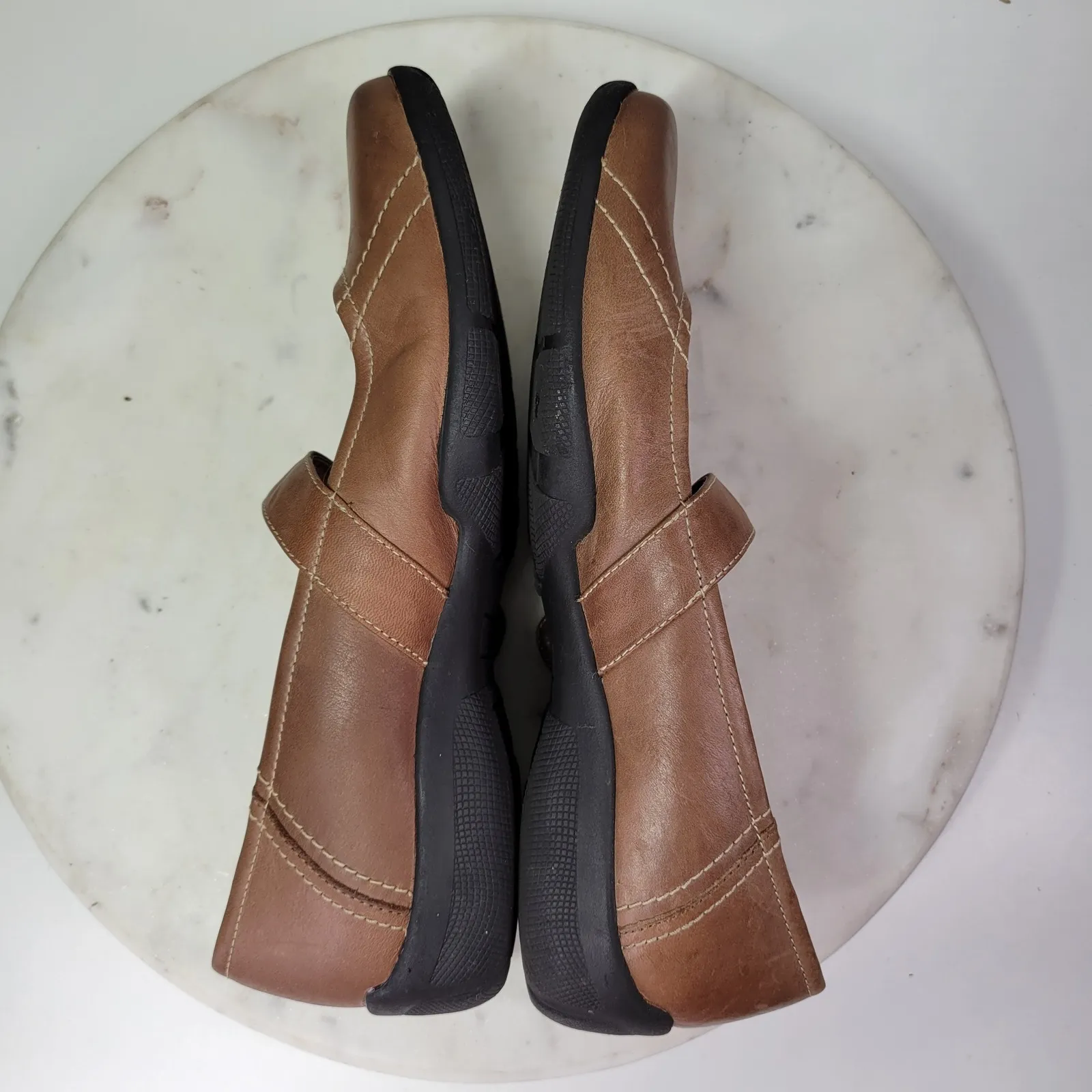 Natural Soul Naturalizer Leather Mary Jane Flats Womens 8 Brown Buckle Strap - Image 9