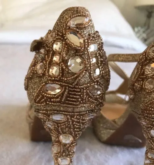 Gold Sequin Heels - Image 4