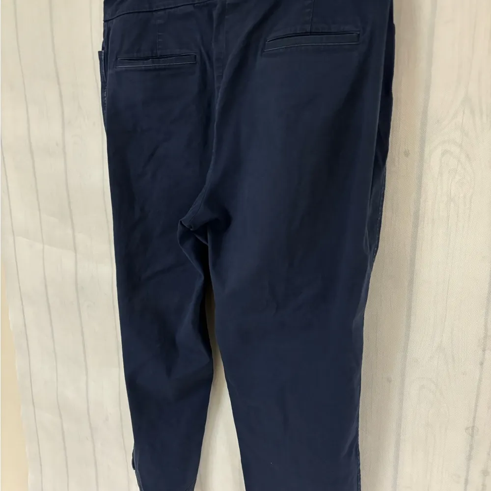 Talbots Womens Navy Blue Flat Front Pockets Casual Capri Size 12 - Image 9