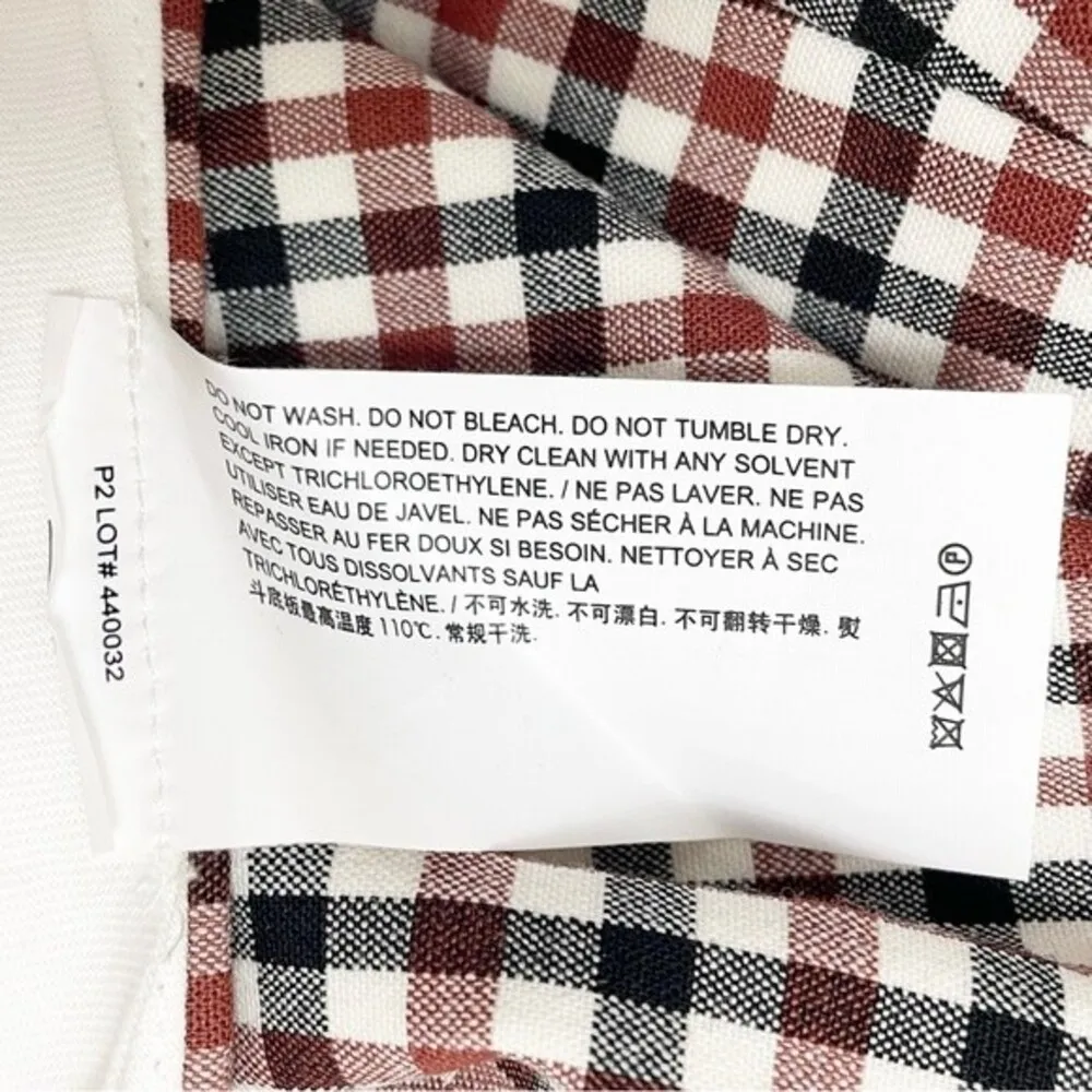 NEW Theory Treeca Ivory Portland Plaid Cropped Pants Size 10 Black Red Cream - Image 14