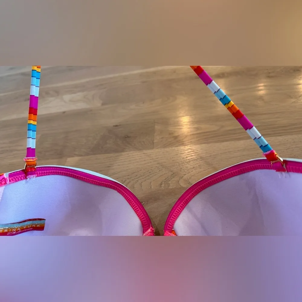 TRINA TURK Cutout Bandeau Pink OnePiece High Leg Morning Sunrise Swimsuit sz 12 - Image 6