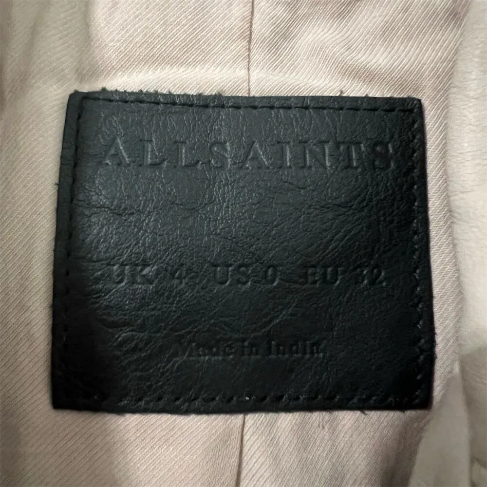 AllSaints Women's Balfern Biker Jacket Size 0 Pink Asymmetrical Zip Casual - Image 10