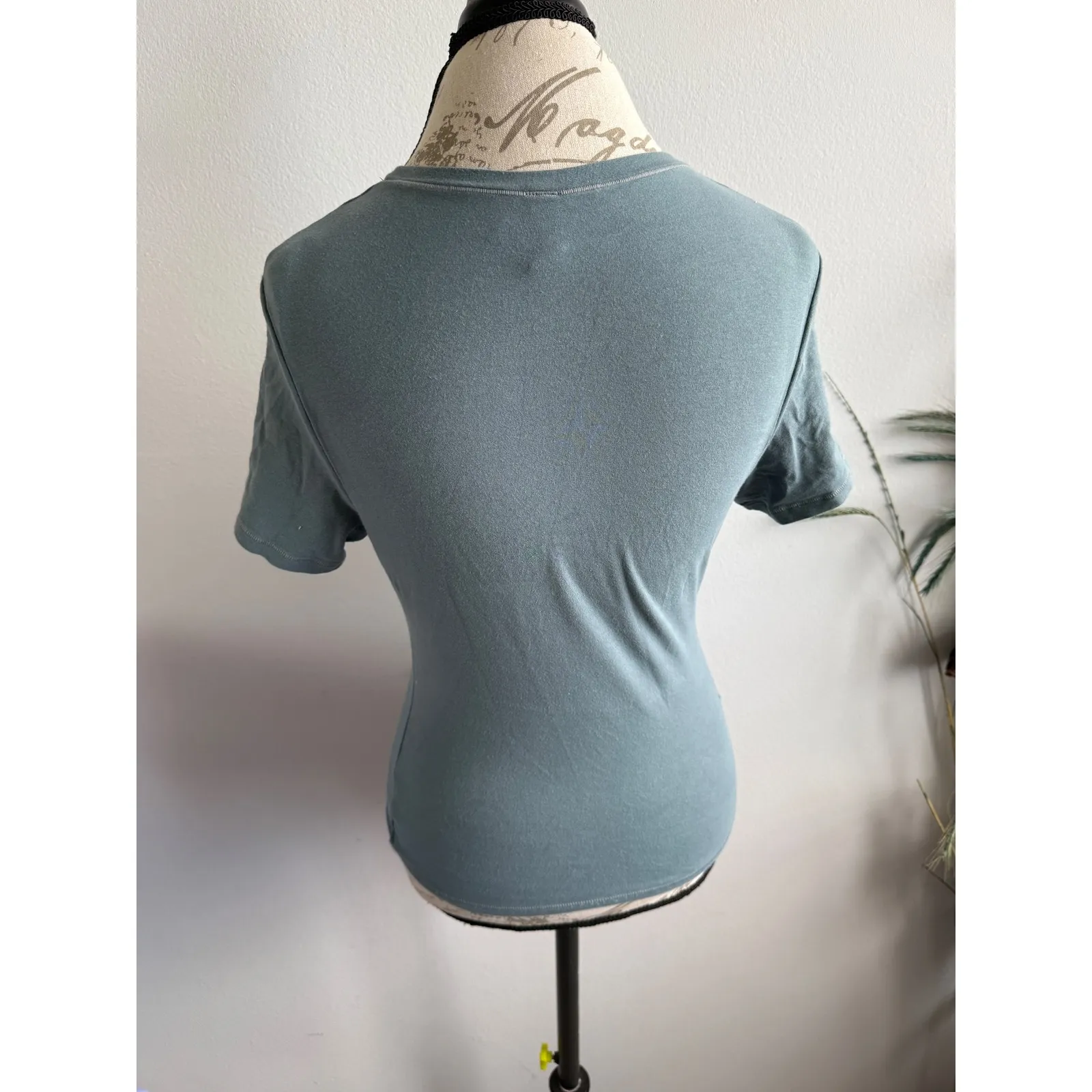 SKIMS Soft Lounge Ribbed T Shirt Blue Short Sleeve Crew Neck Women's L G - Image 3