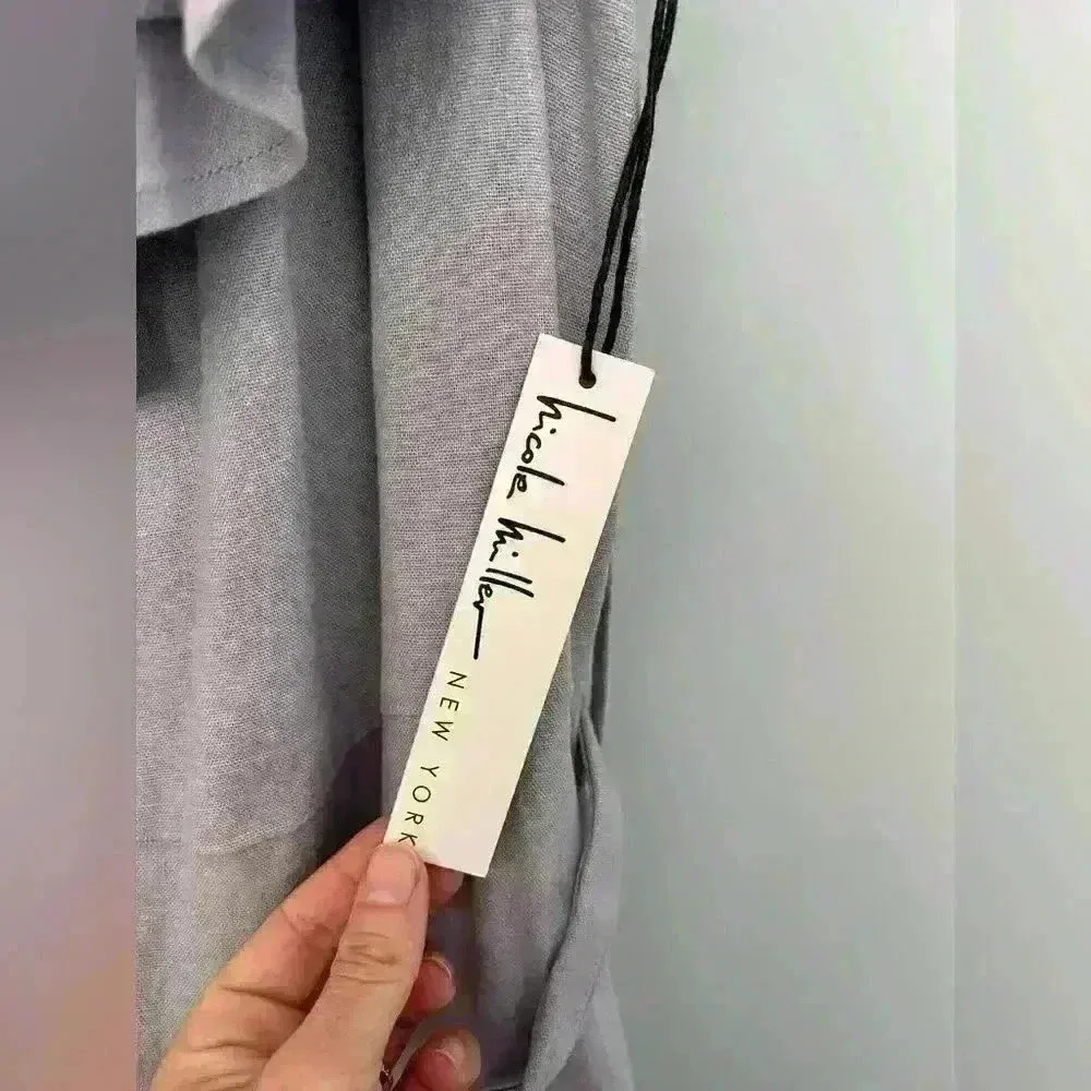 Nicole Miller One Shoulder Ruffle Trim Linen Tiered Midi Dress Size Sm - Image 5