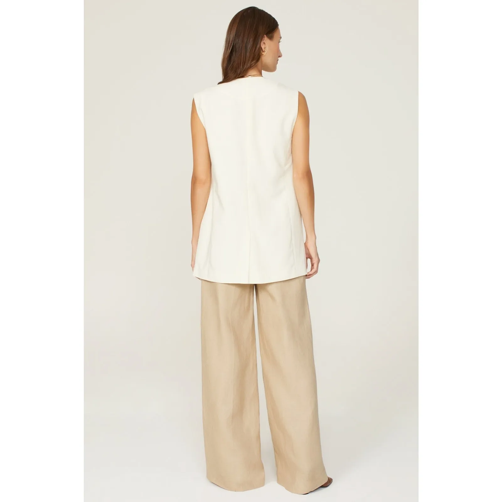 WeWoreWhat Off-White Sleeveless Front Button Relaxed Oversized Vest Size Medium - Image 2