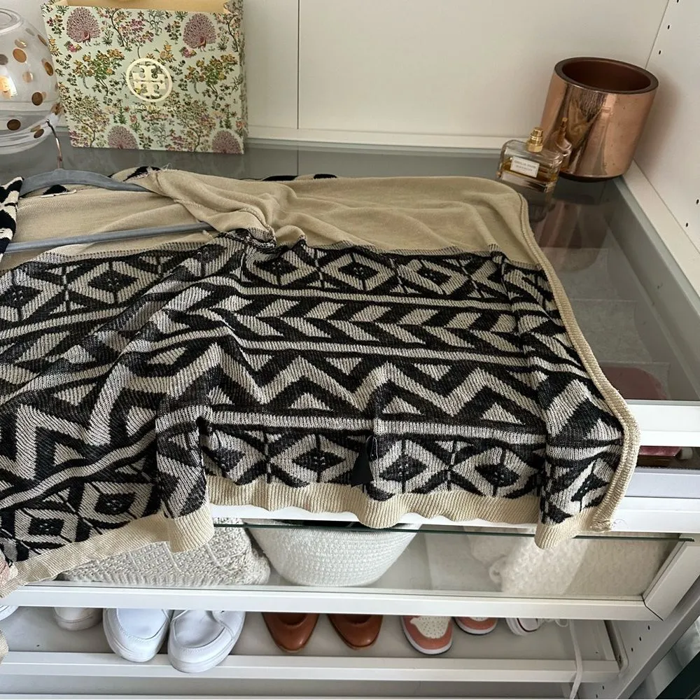 Say What Tan Southwestern Open Front Lagenlook Boho Cardigan Lightweight Sweater - Image 7