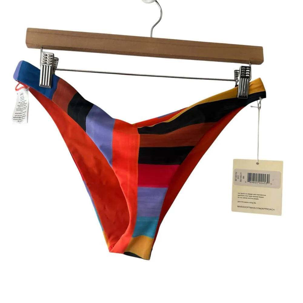 Mara Hoffman Kay Low Rise Cheeky Colorblock Stripe Multicolor Bikini Bottoms L - Image 3