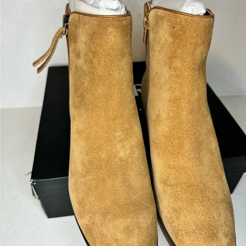 Naturalizer Robyn Suede ankle booties golden caramel casual classic comfy style - Image 3